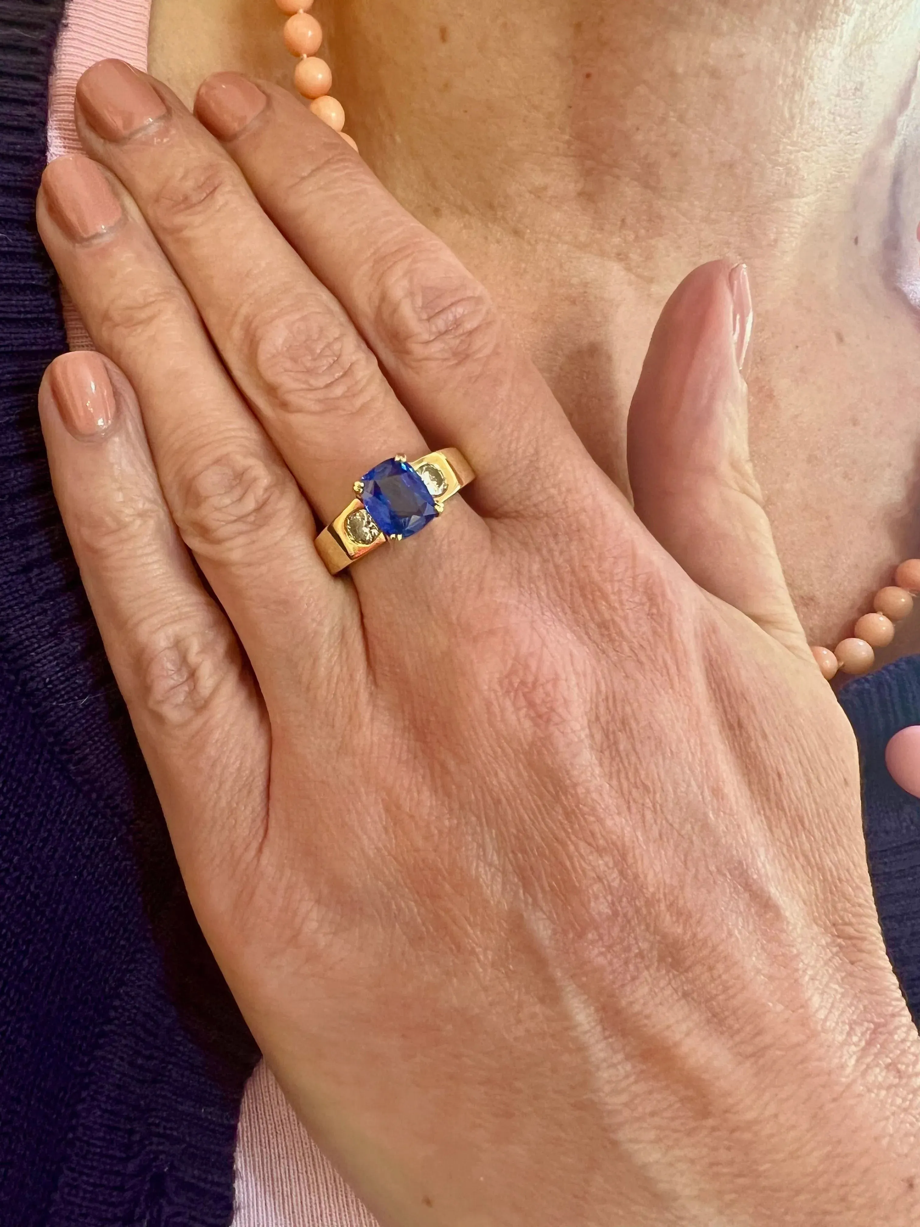 Bague or jaune, saphir 2.66 carats, diamants sold by 58 Facettes product image thumbnail 2