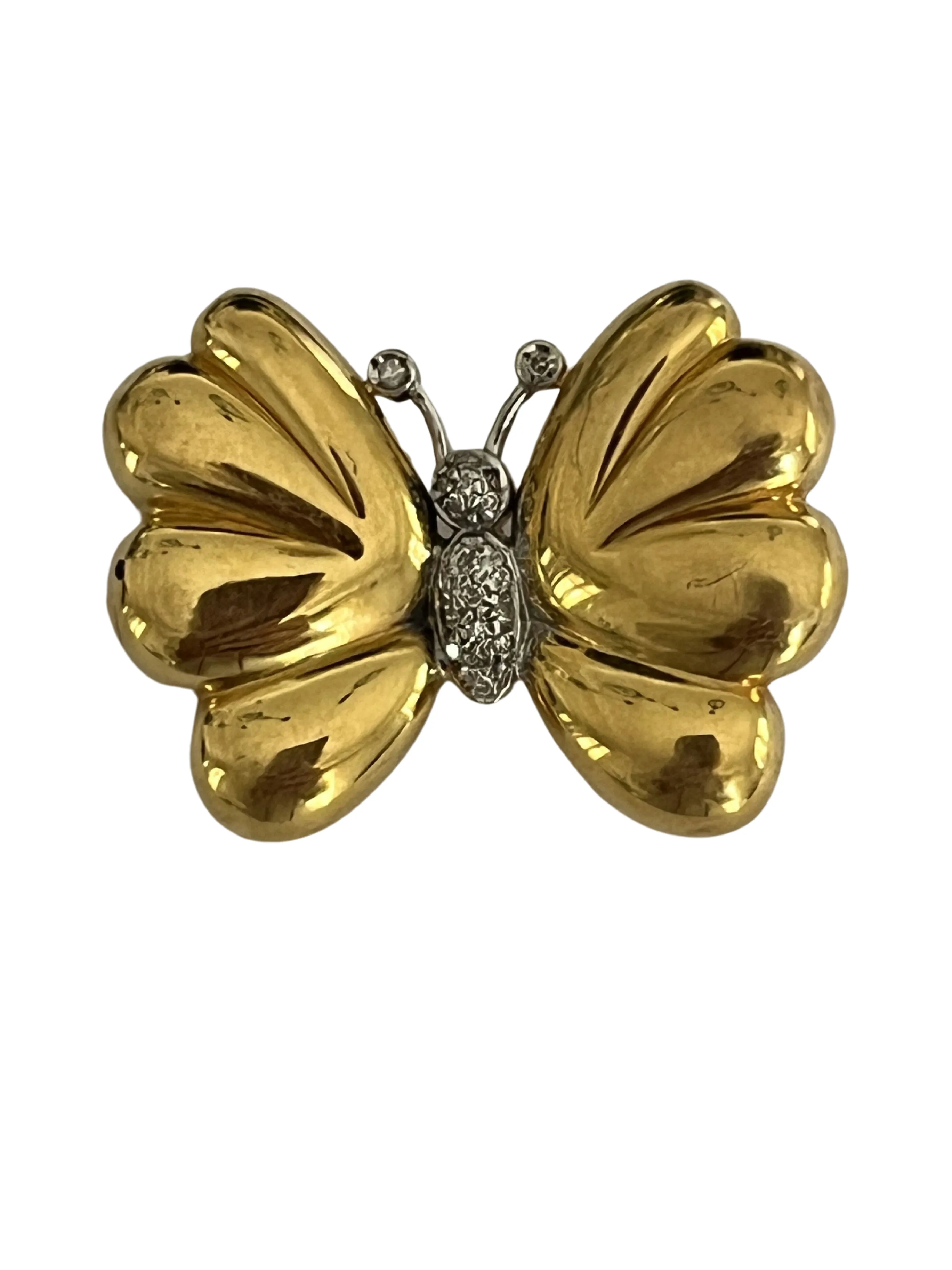 Broche Papillon or jaune et blanc diamants sold by 58 Facettes