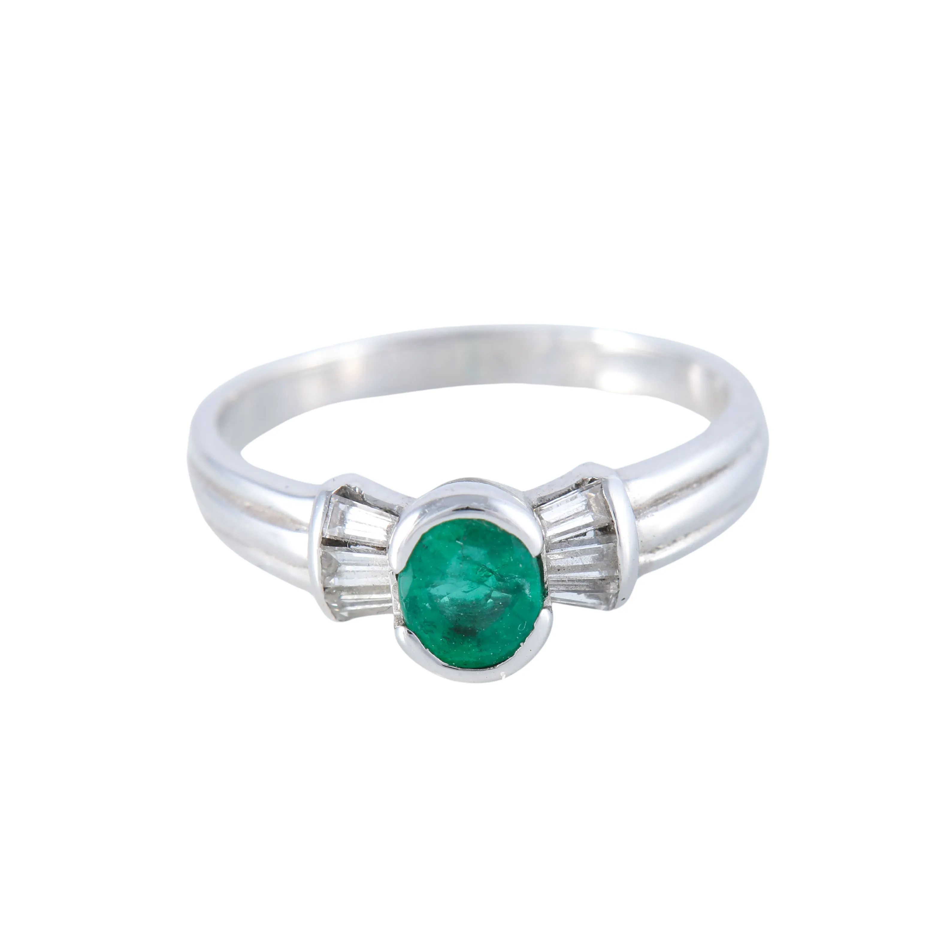 Bague solitaire or blanc émeraude sold by 58 Facettes