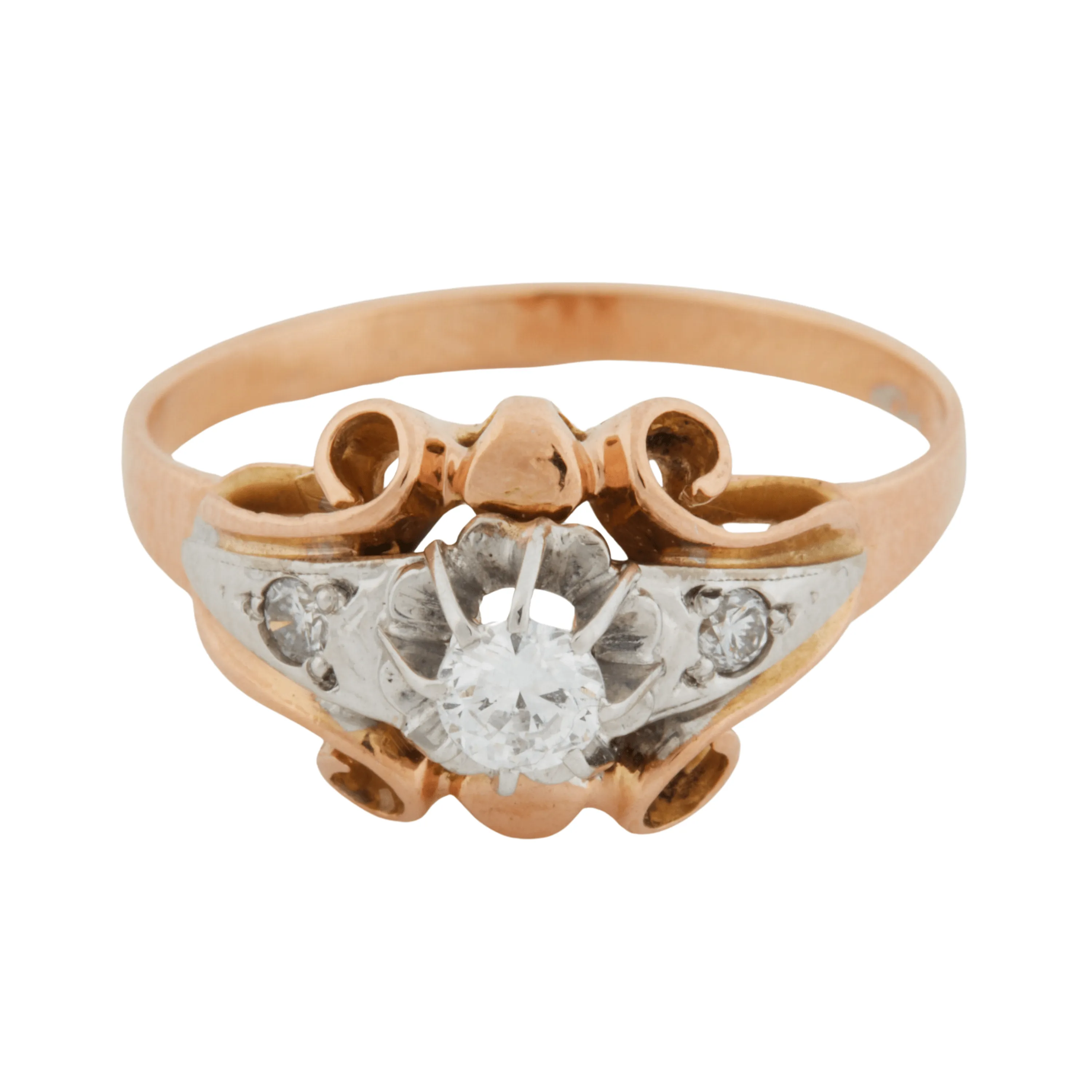 Bague en or rose et blanc 18 carats avec diamants sold by 58 Facettes