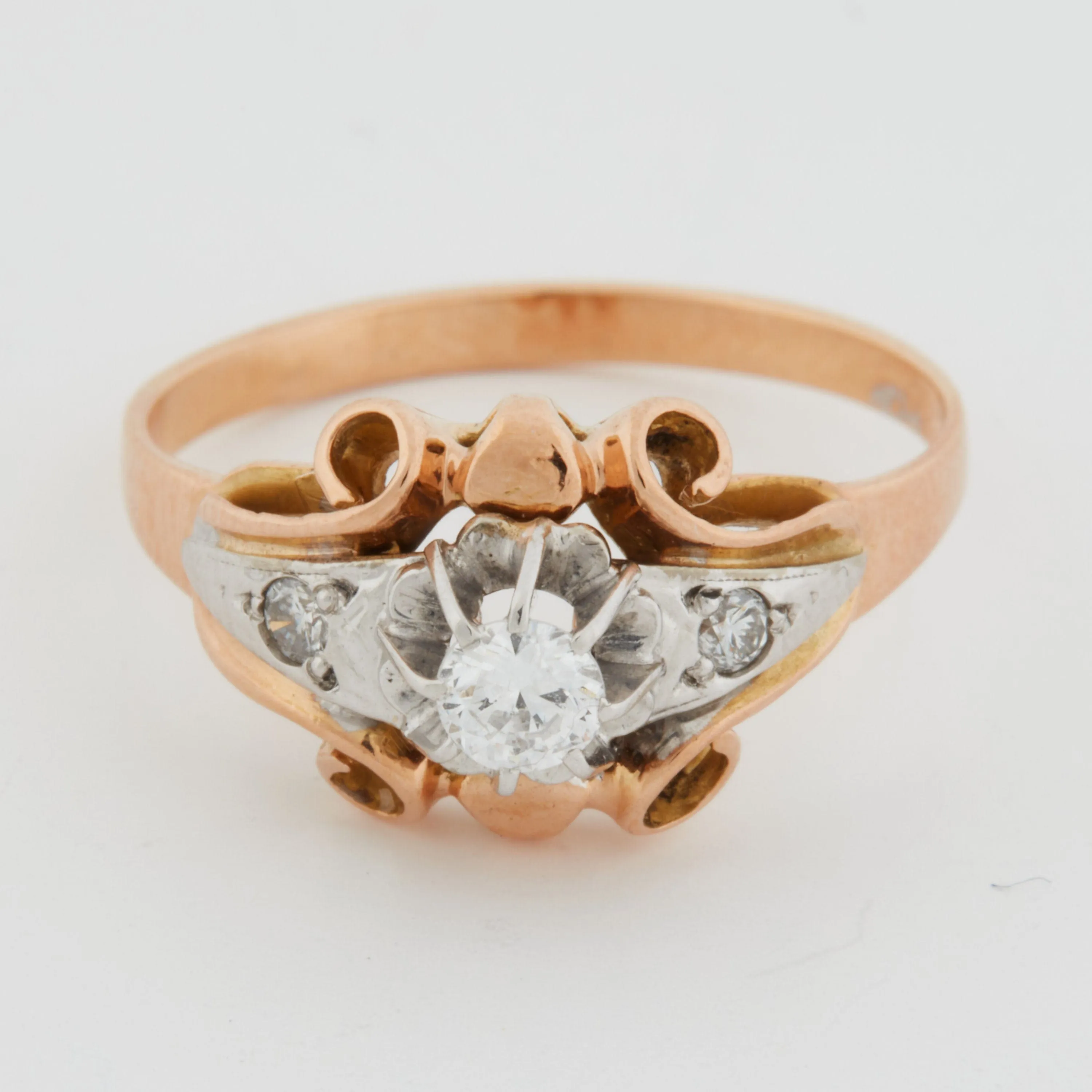 Bague en or rose et blanc 18 carats avec diamants sold by 58 Facettes product image thumbnail 2