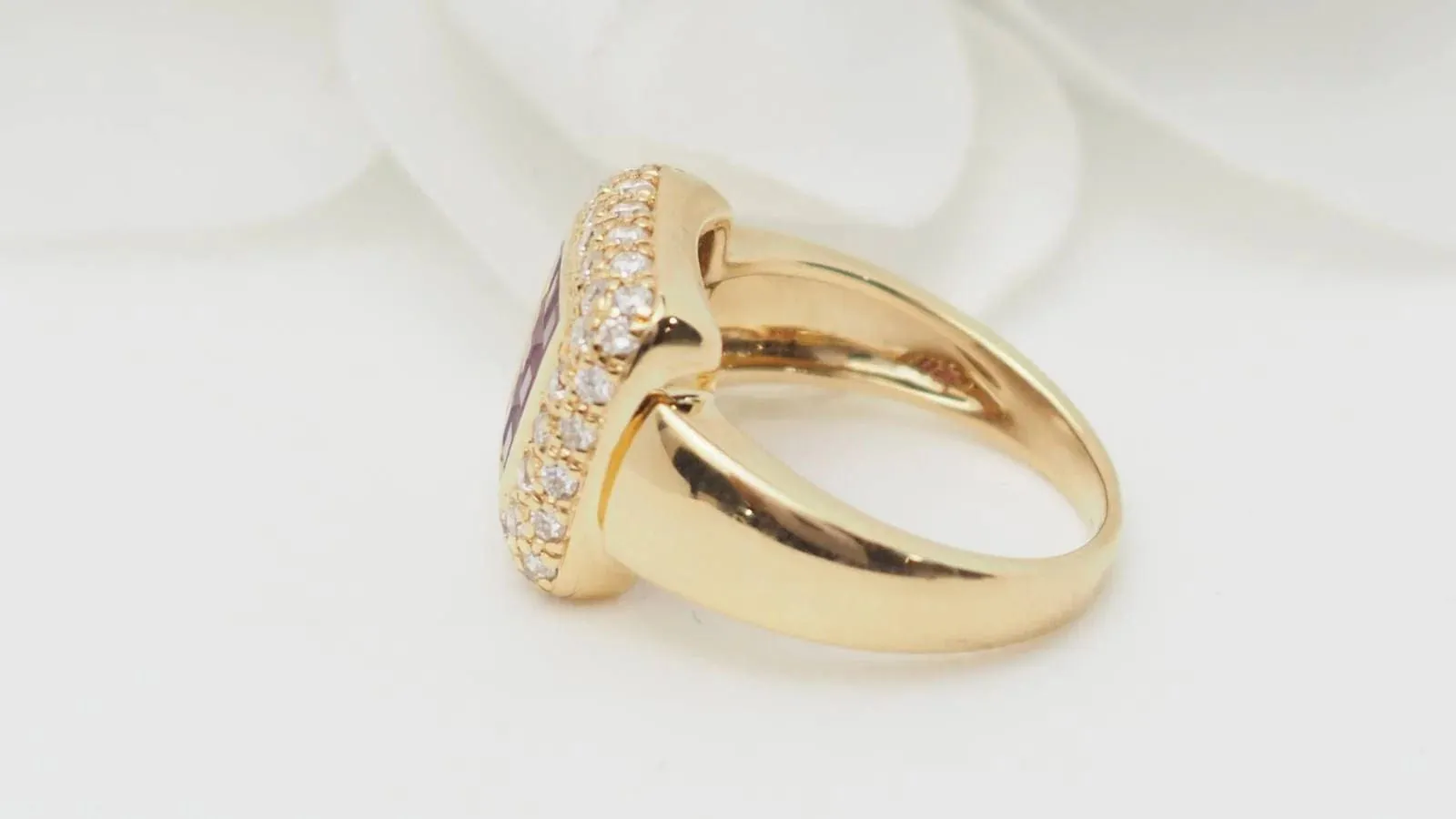 Bague carrée or jaune rubis diamants sold by 58 Facettes product image thumbnail 5