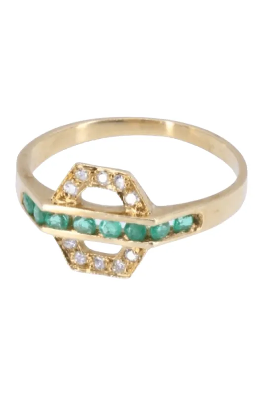 Bague moderne émeraudes et diamants sold by 58 Facettes