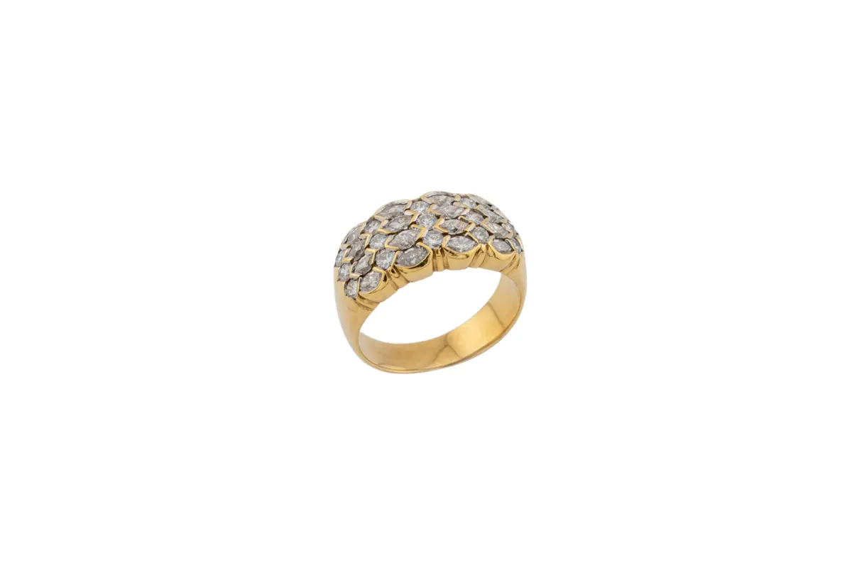 Bague en or jaune pavé de diamants sold by 58 Facettes