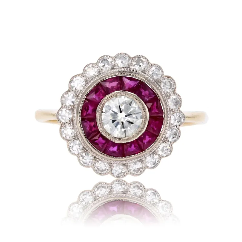 Bague diamants rubis calibrés style Art Déco sold by 58 Facettes