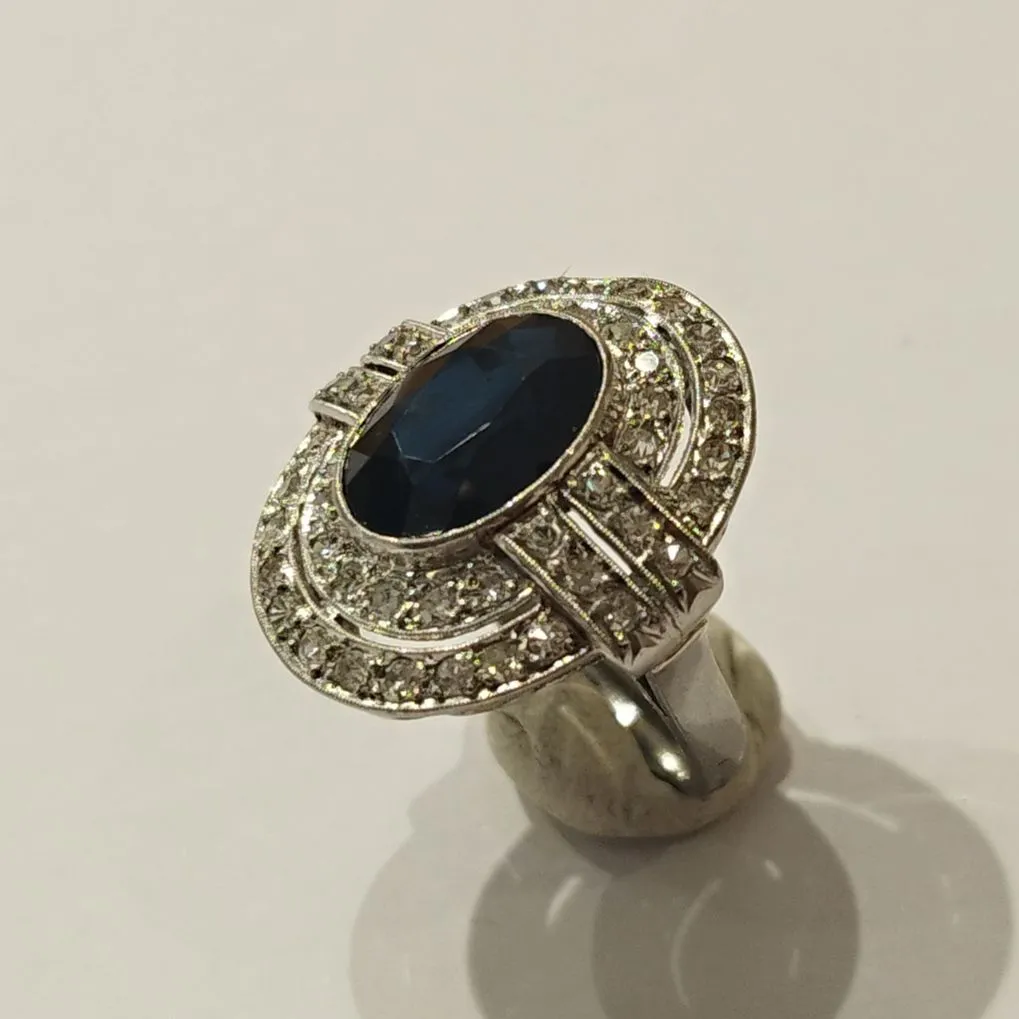 Bague Art Déco saphir et diamants platine sold by 58 Facettes product image thumbnail 4