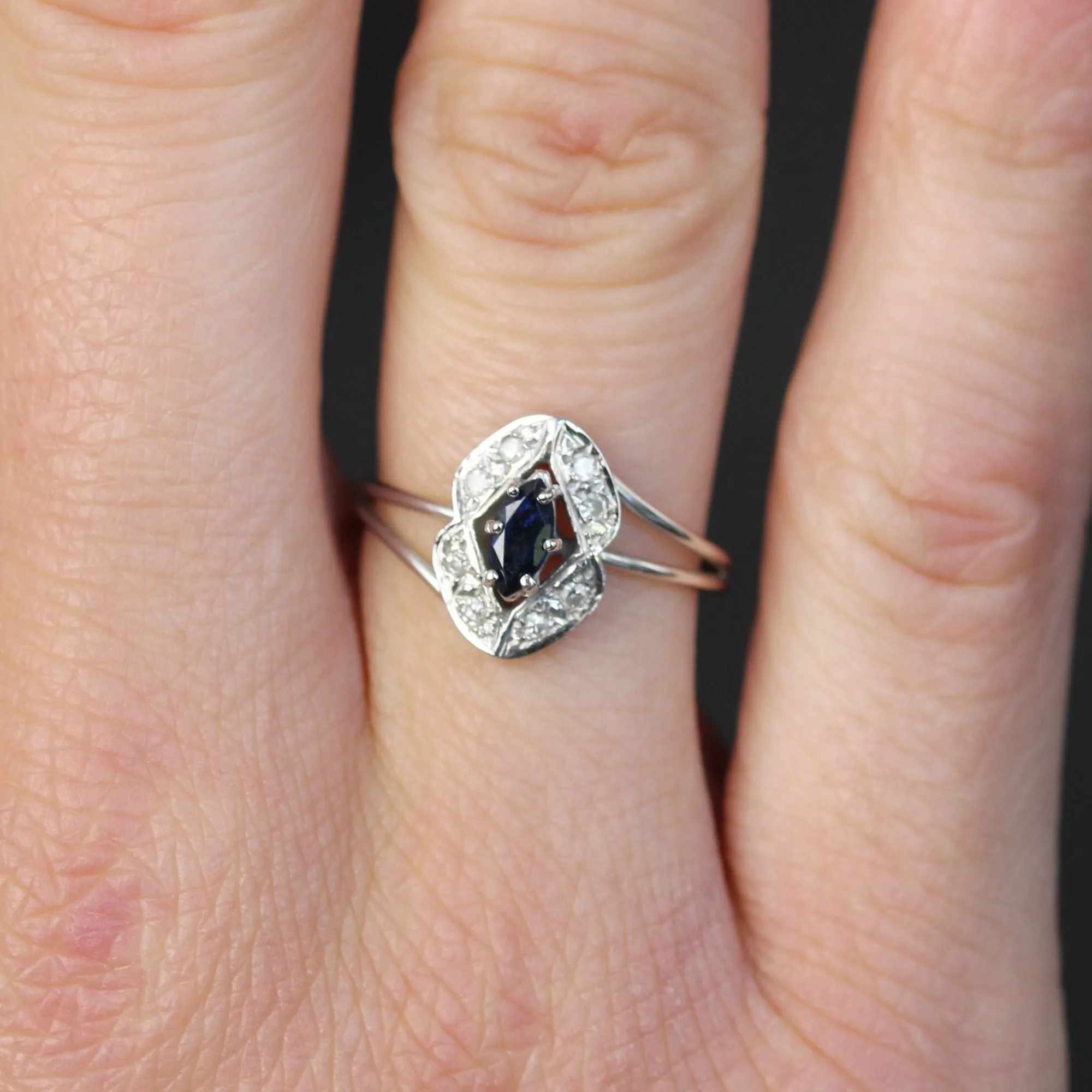 Bague or blanc d'occasion saphir diamants sold by 58 Facettes product image thumbnail 5