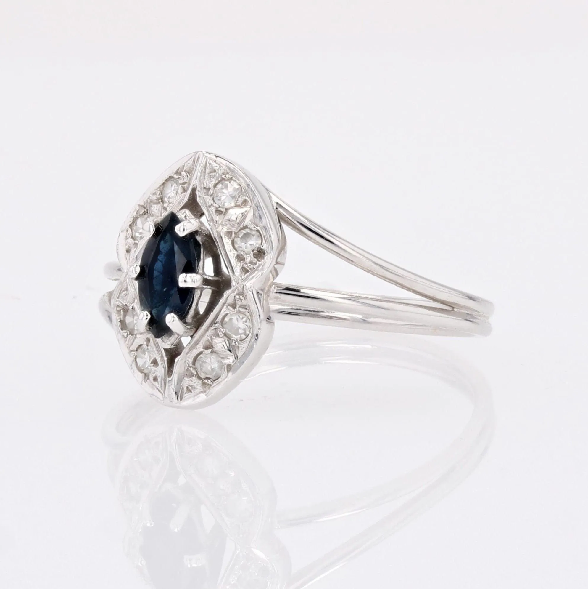 Bague or blanc d'occasion saphir diamants sold by 58 Facettes product image thumbnail 3