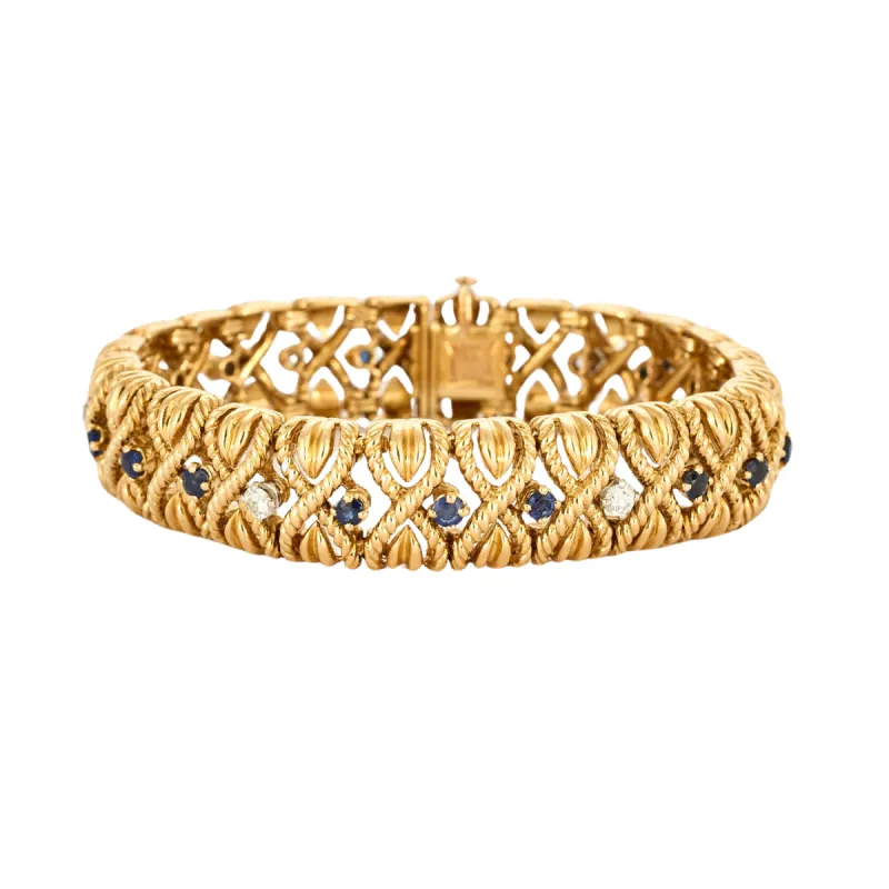 VAN CLEEF & ARPELS - Bracelet or jaune saphirs diamants sold by 58 Facettes