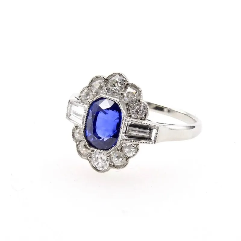 Bague Platine Saphir Diamants sold by 58 Facettes