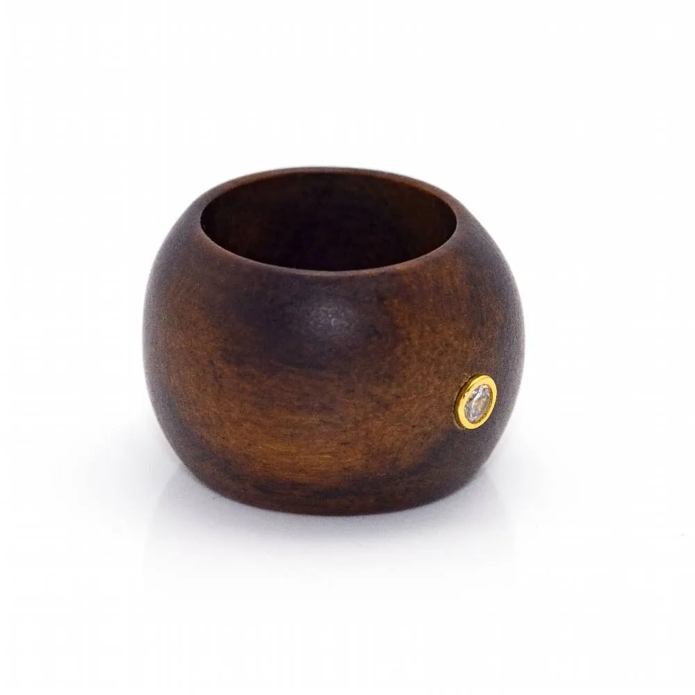 Bague en bois et or avec diamant sold by 58 Facettes product image thumbnail 4