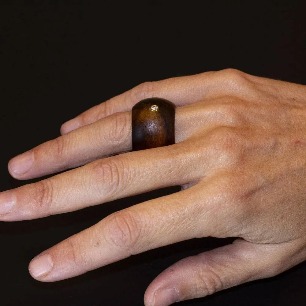Bague en bois et or avec diamant sold by 58 Facettes product image thumbnail 2