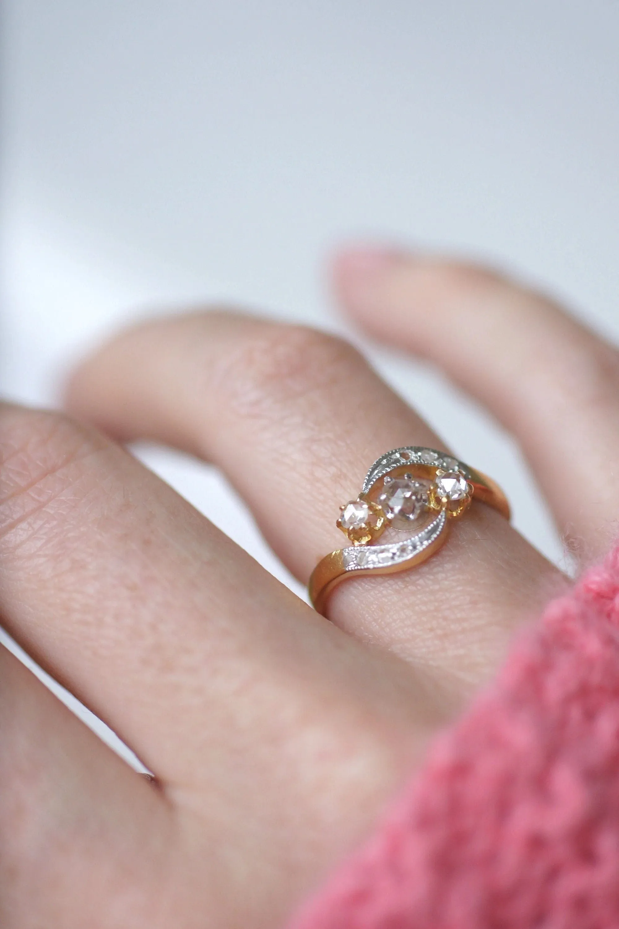 Bague Toi et Moi en or, platine et diamants sold by 58 Facettes product image thumbnail 2