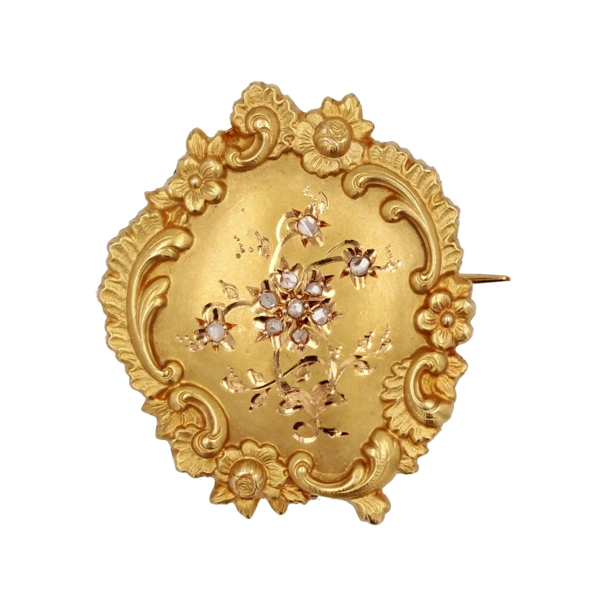 Broche ancienne or jaune et diamants taillés en rose sold by 58 Facettes