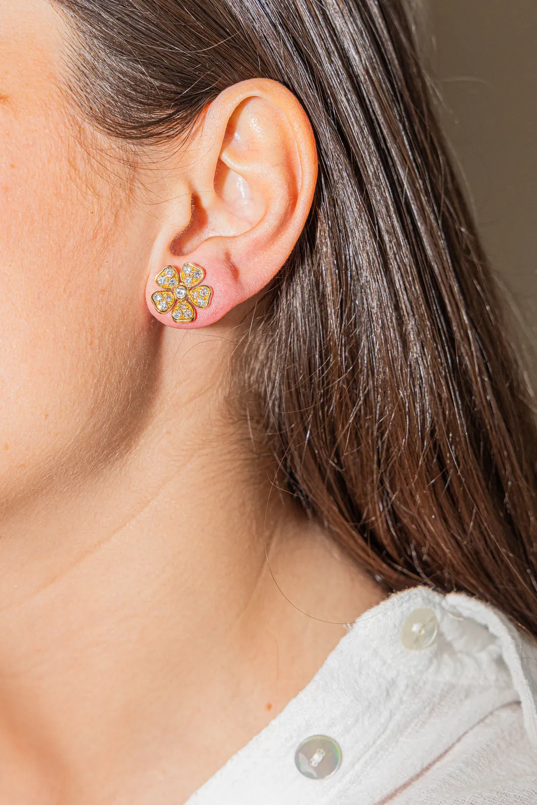 Boucles d'oreilles Puces Or jaune Diamant sold by 58 Facettes product image thumbnail 2