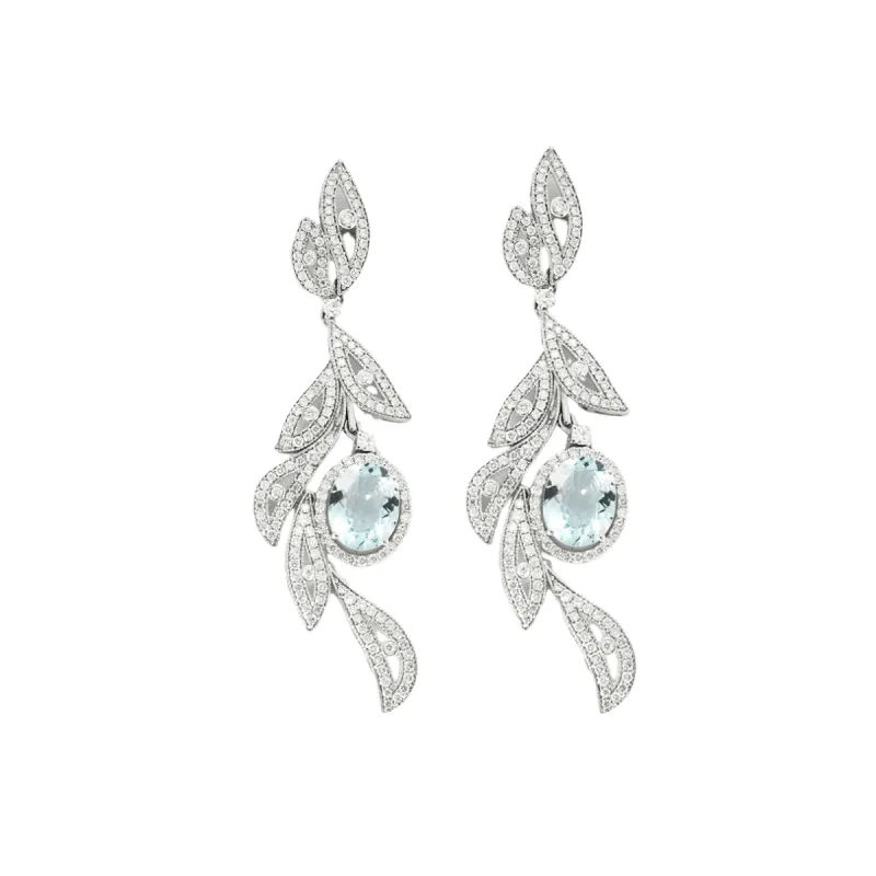 Boucles d'oreilles Feuillage Aigue-Marine Diamants sold by 58 Facettes