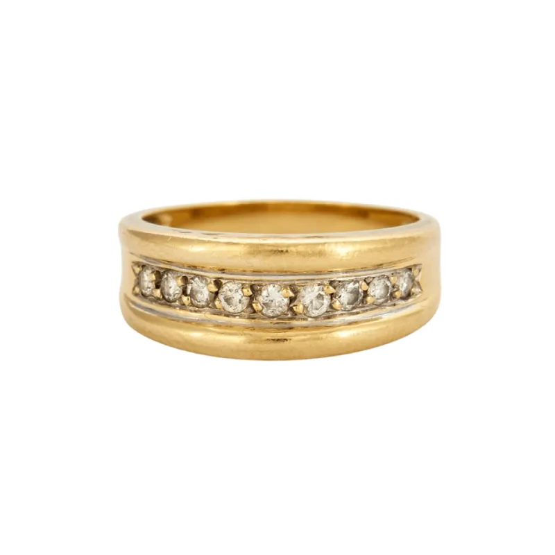 Bague godronnée or jaune et  diamants sold by 58 Facettes