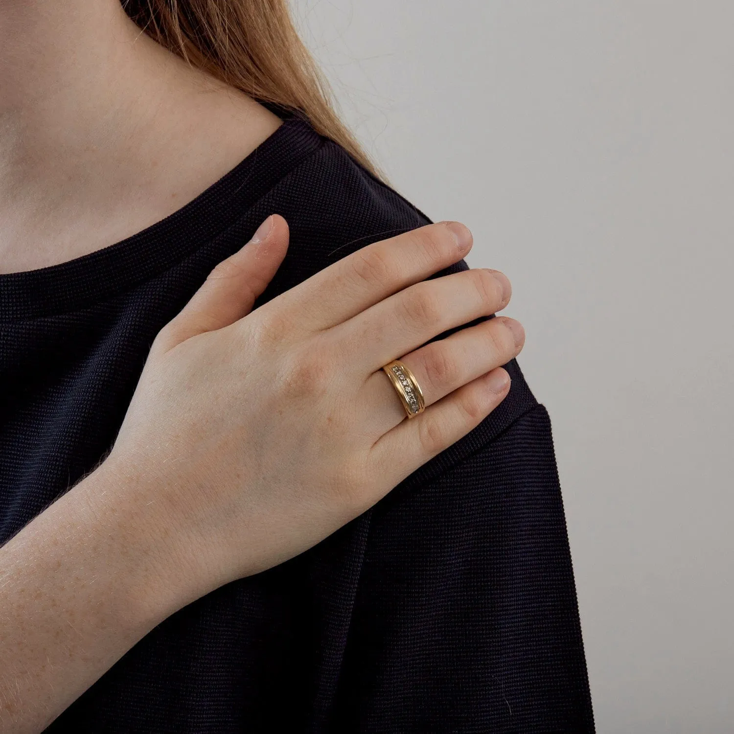 Bague godronnée or jaune et diamants sold by 58 Facettes product image thumbnail 3