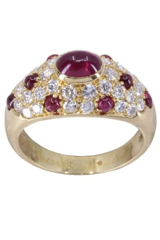 CARTIER - BAGUE VINTAGE RUBIS ET DIAMANTS sold by 58 Facettes