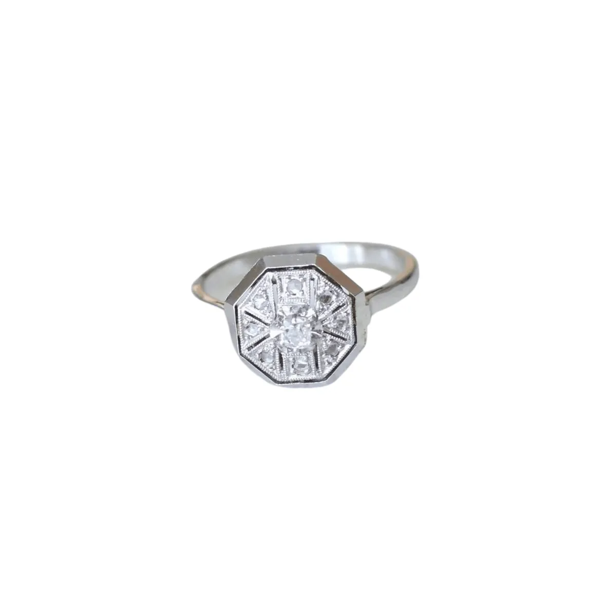 Bague Hexagonale Art Déco Diamants sold by 58 Facettes