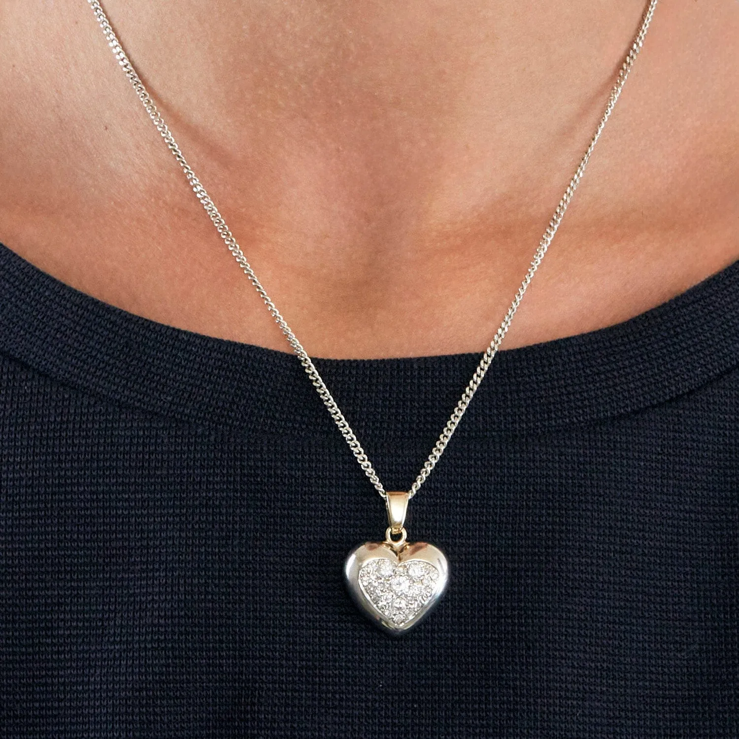 Pendentif coeur en or rhodié et diamants sold by 58 Facettes product image thumbnail 2