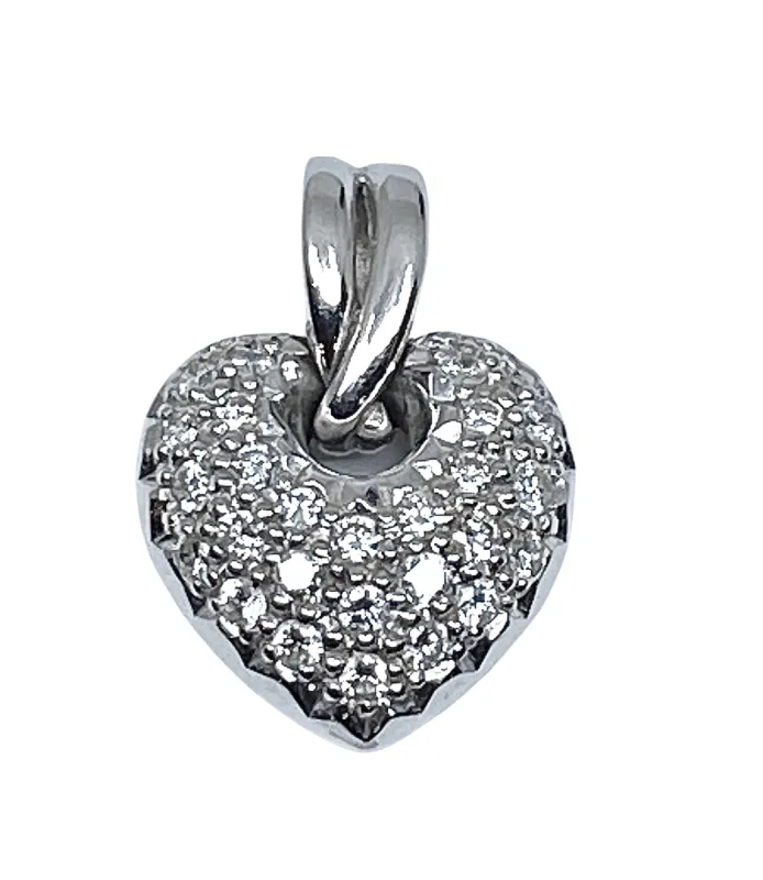 Pendentif coeur or blanc 29 diamants sold by 58 Facettes