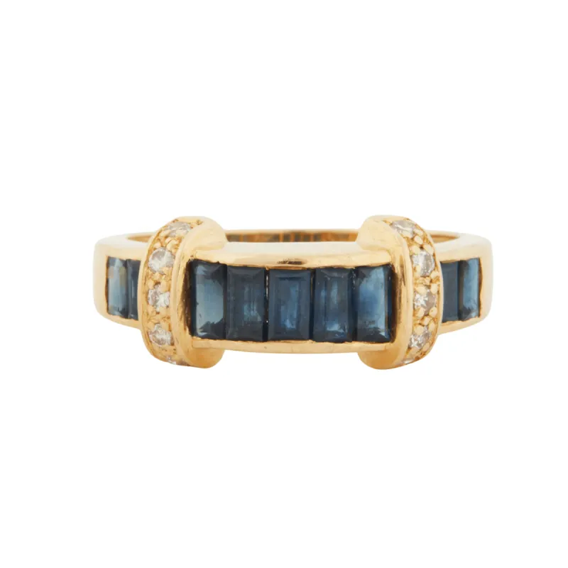 BAGUE OR JAUNE SAPHIRS ET DIAMANTS sold by 58 Facettes