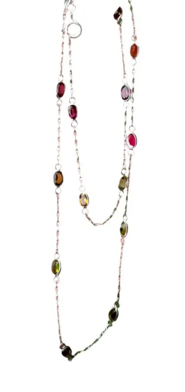 collier en platine et tourmalines sold by 58 Facettes