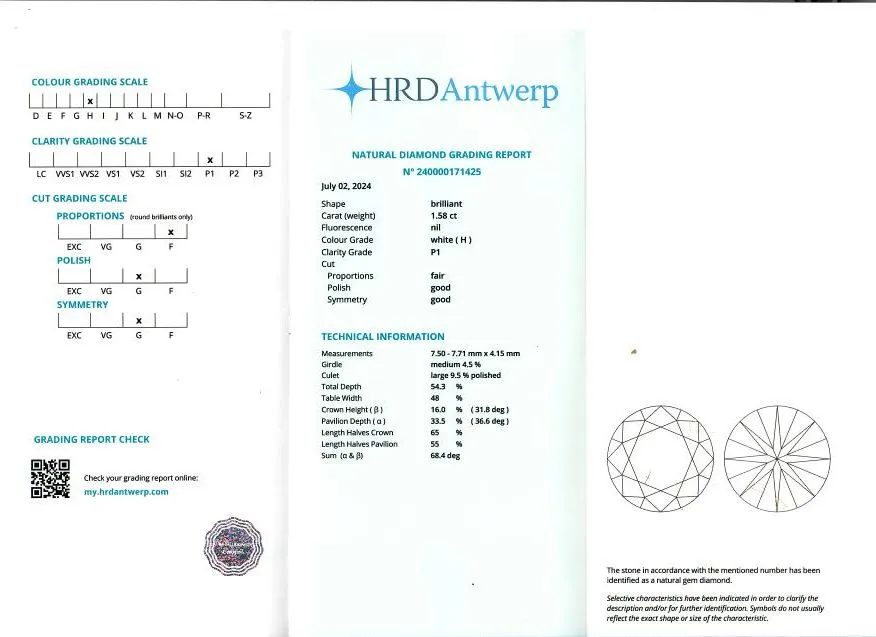 solitaire or blanc diamant 1,58 carat sold by 58 Facettes product image thumbnail 3