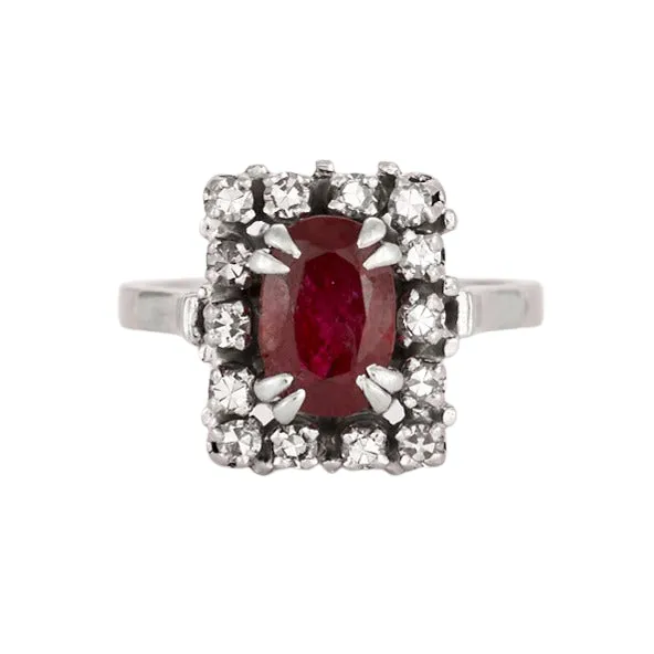 Bague en platine, or gris et rubis, diamants sold by 58 Facettes