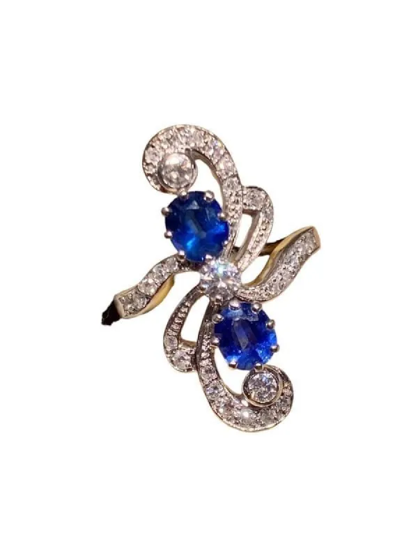 Bague 2 Ors Saphirs Diamants made by 58 Facettes