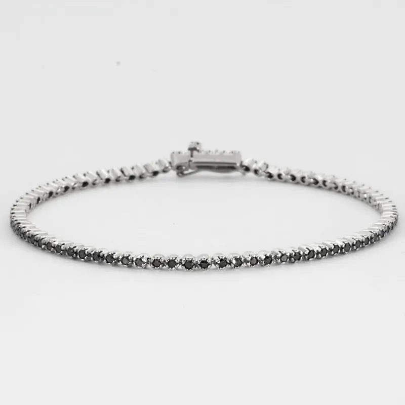 Bracelet ligne en or gris et diamants noirs facettés sold by 58 Facettes