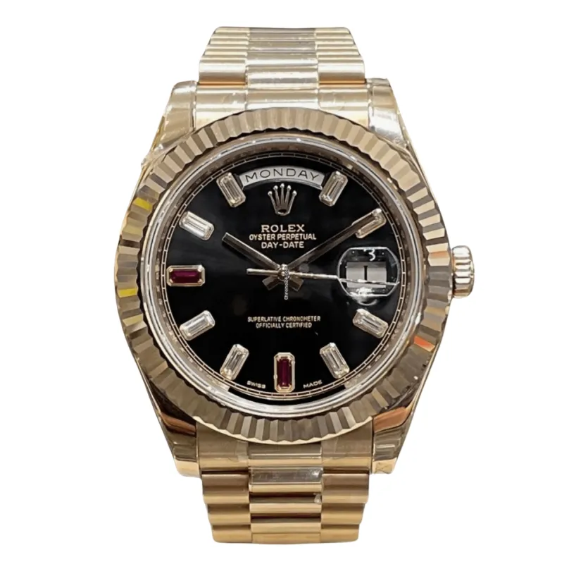 ROLEX - MONTRE DAY DATE II OR ROSE 41 mm RUBIS ET DIAMANTS sold by 58 Facettes