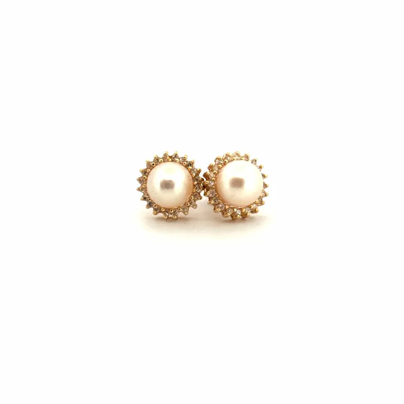 Puces d'oreilles or jaune perles et diamants sold by 58 Facettes