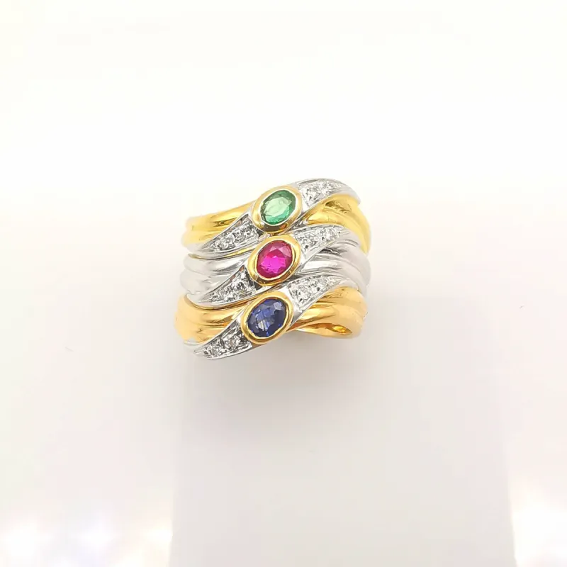 Bague Or jaune et pierres précieuses sold by 58 Facettes