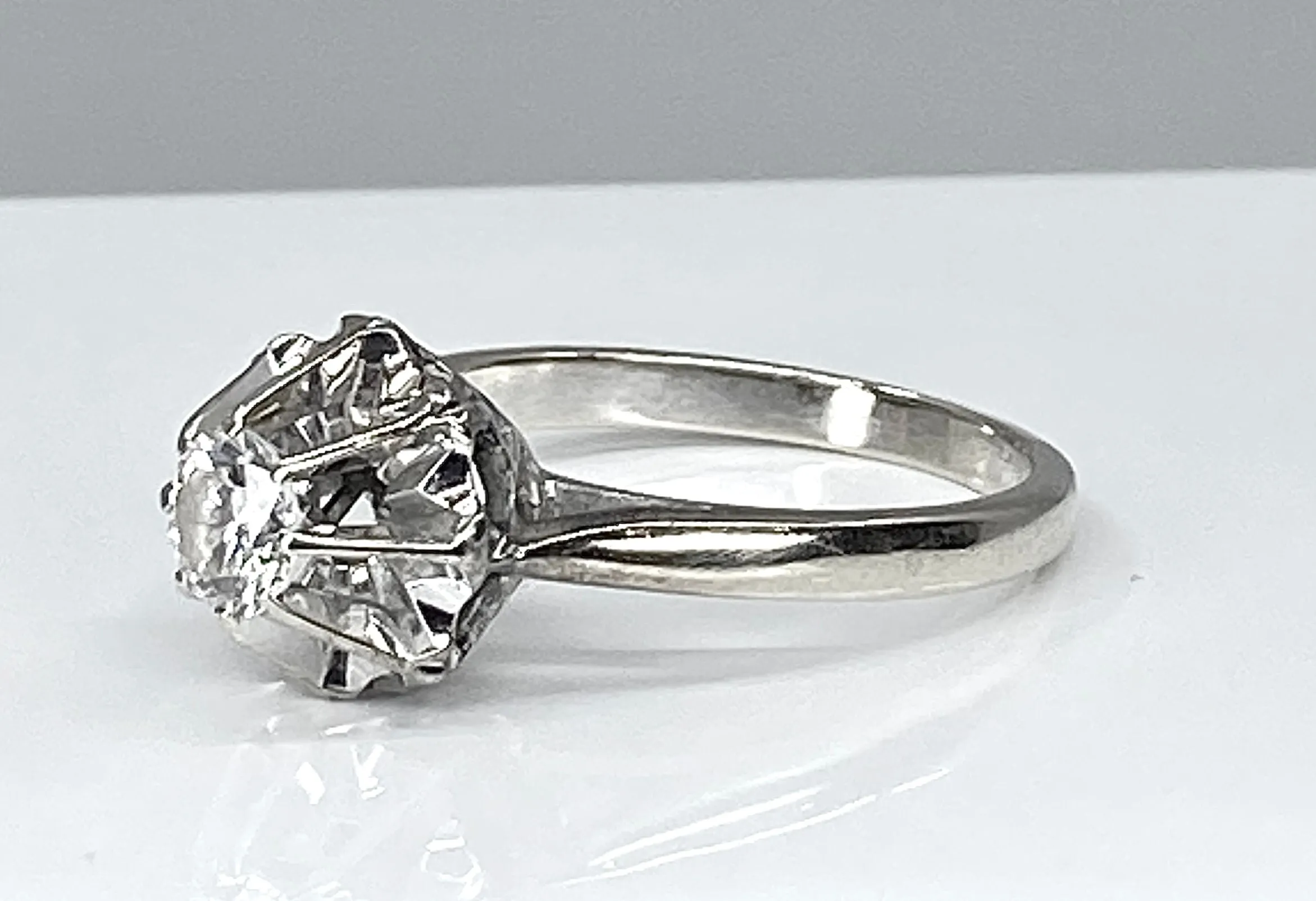Bague solitaire or blanc diamant 0.40ct sold by 58 Facettes product image thumbnail 3