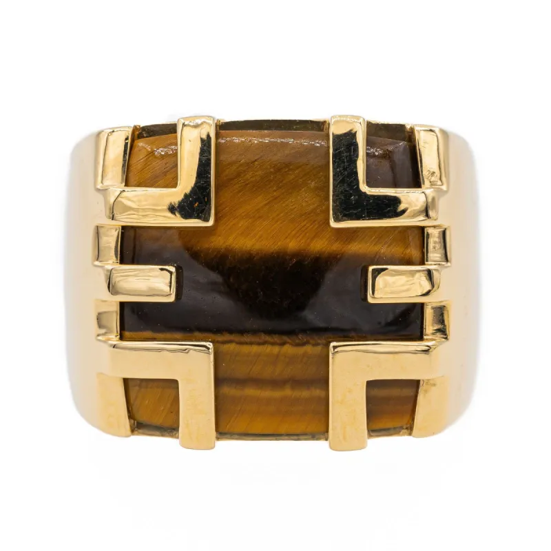 Cartier Bague Chevalière Yjing Or jaune oeil de tigre sold by 58 Facettes