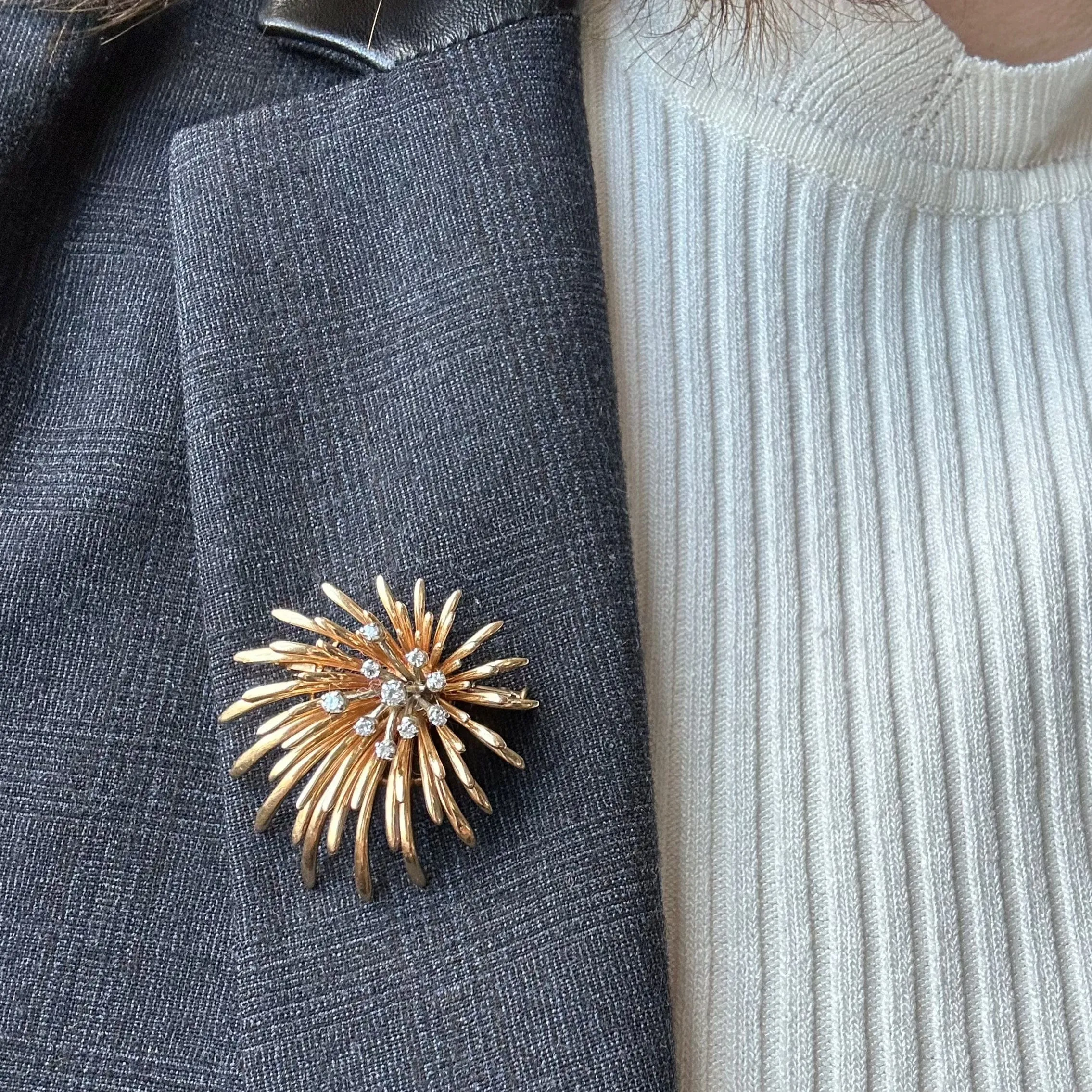 Broche Panache Or jaune Platine Diamants sold by 58 Facettes product image thumbnail 2