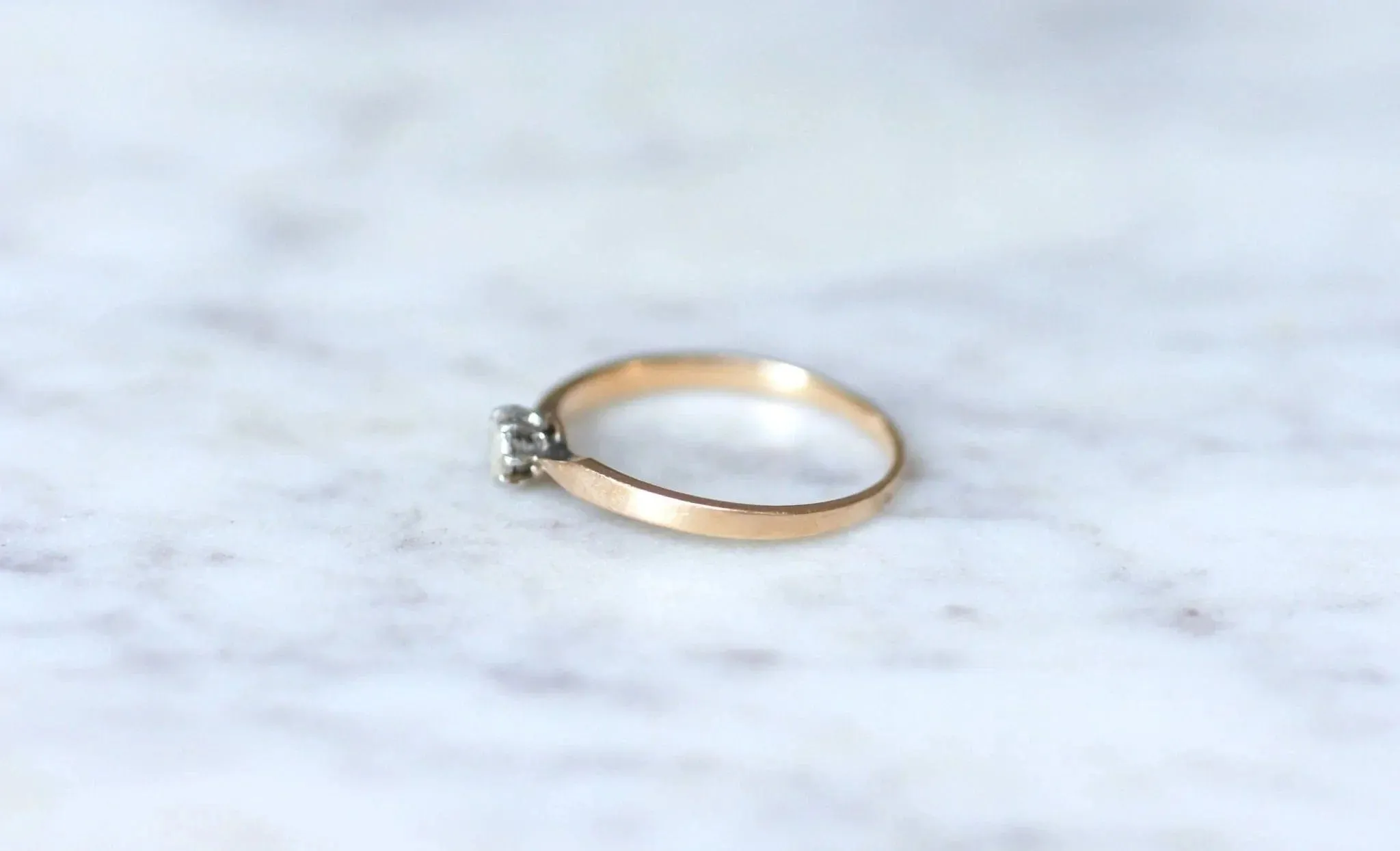 Solitaire diamant sur or rose et argent sold by 58 Facettes product image thumbnail 4