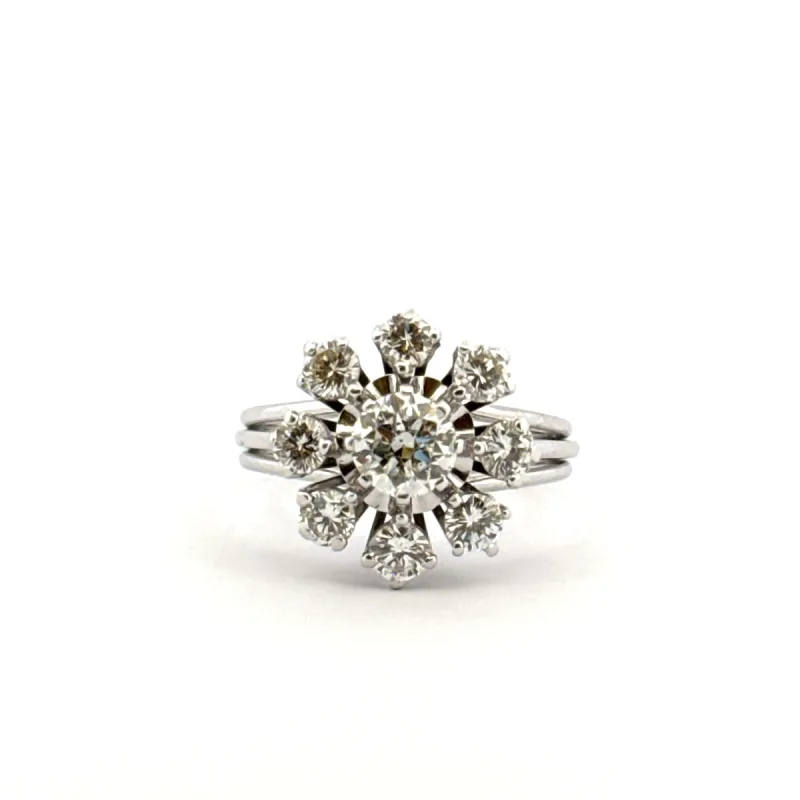 Bague soleil or blanc 18 carats et diamants sold by 58 Facettes