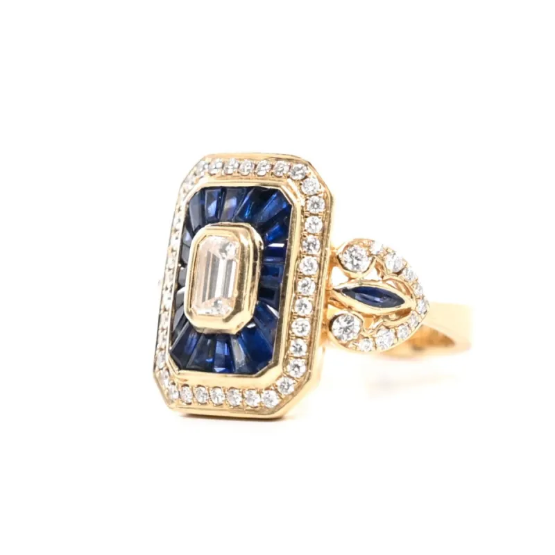 RAINBOW K - Bague Royale Or jaune, Saphirs et Diamants made by 58 Facettes