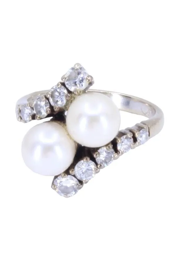 BAGUE TOI ET MOI PERLES ET DIAMANTS sold by 58 Facettes