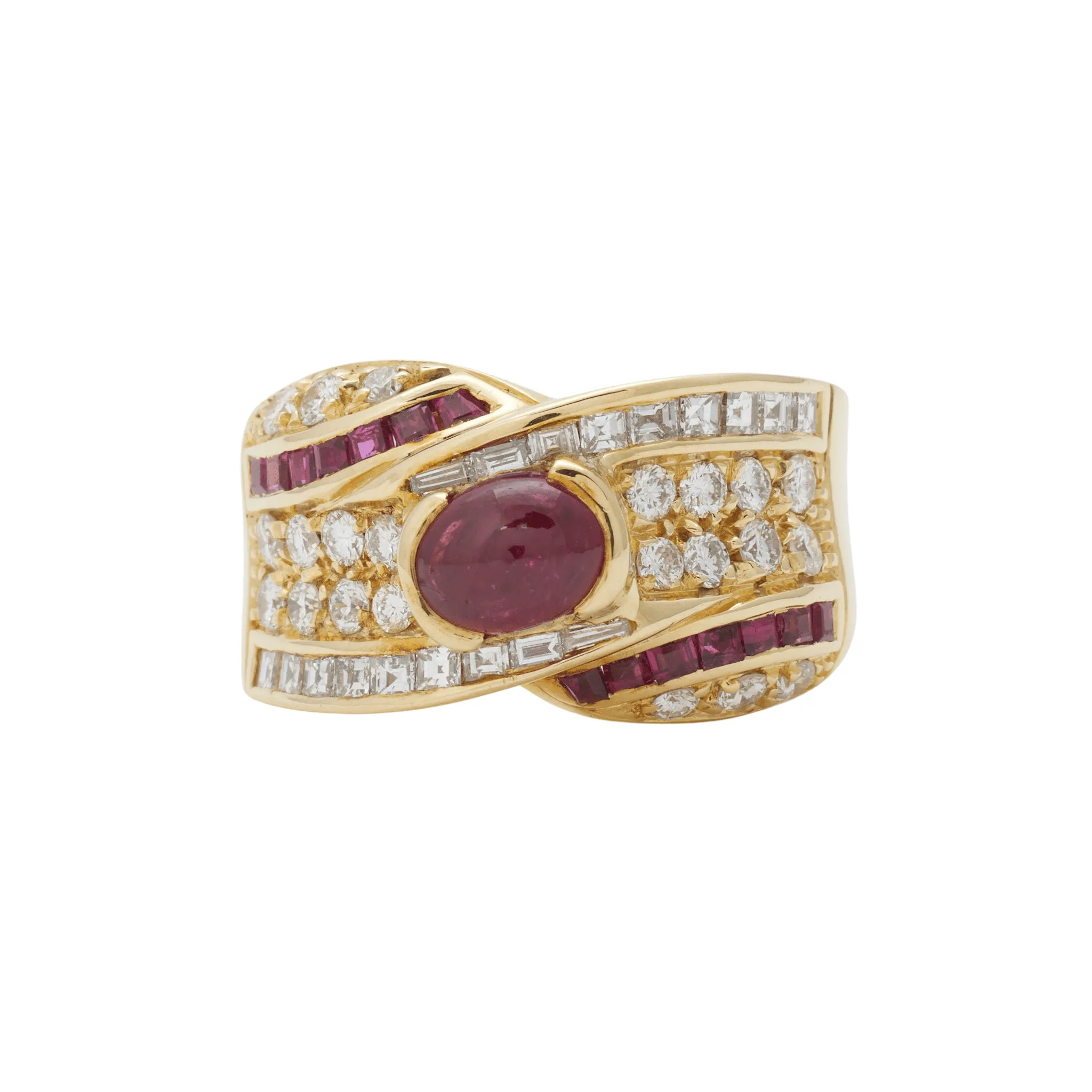 Bague rubis diamants sold by 58 Facettes