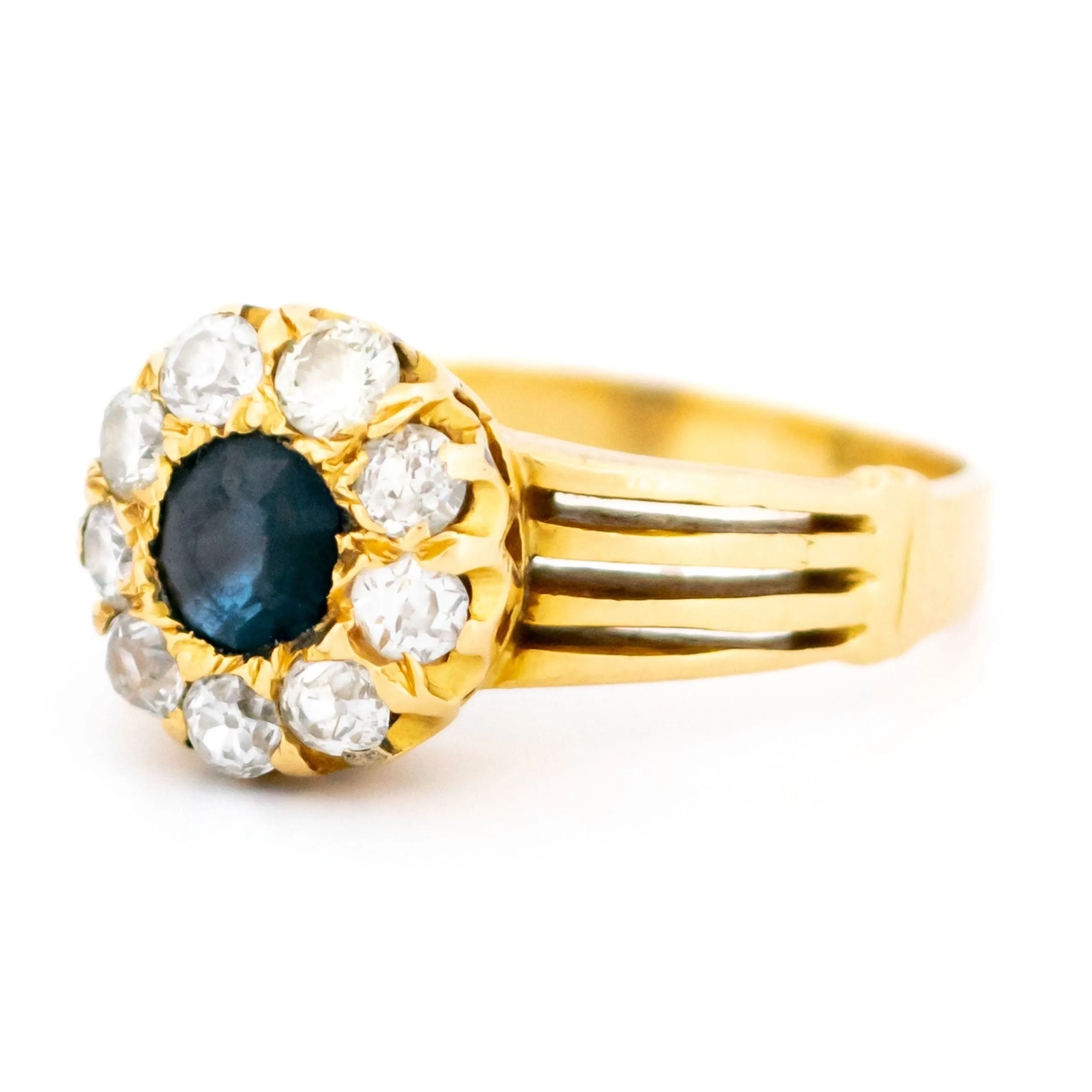 Bague en grappe diamant et saphir 18 carats de la fin de l'époque victorienne sold by 58 Facettes product image thumbnail 5