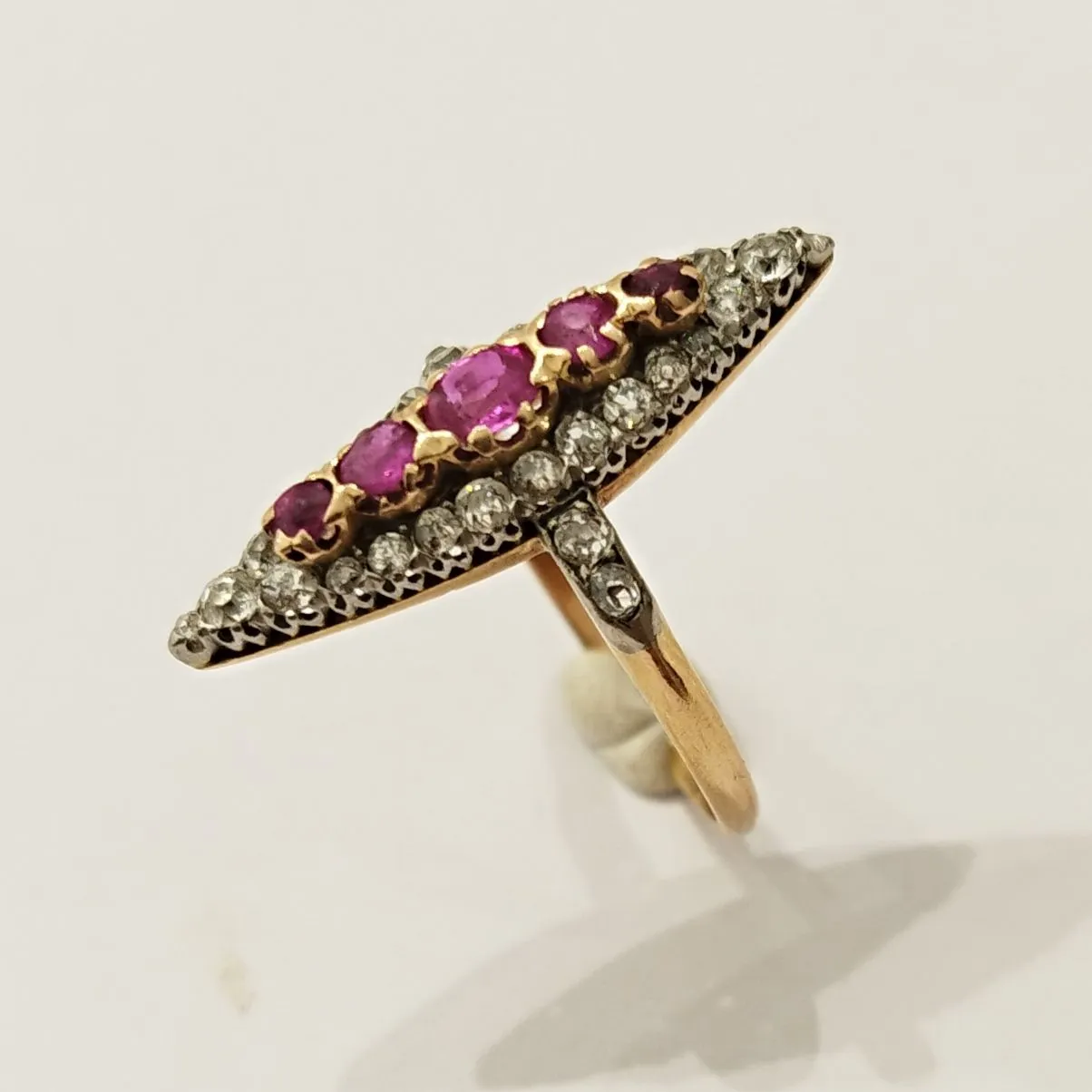 Bague Marquise ancienne diamants rubis sold by 58 Facettes product image thumbnail 3