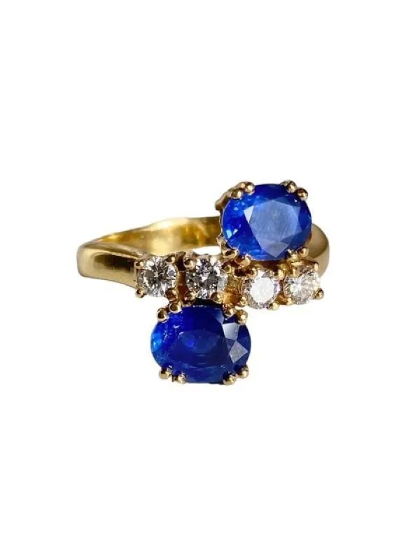 Bague "Toi & Moi" Or jaune Saphirs Diamants. sold by 58 Facettes