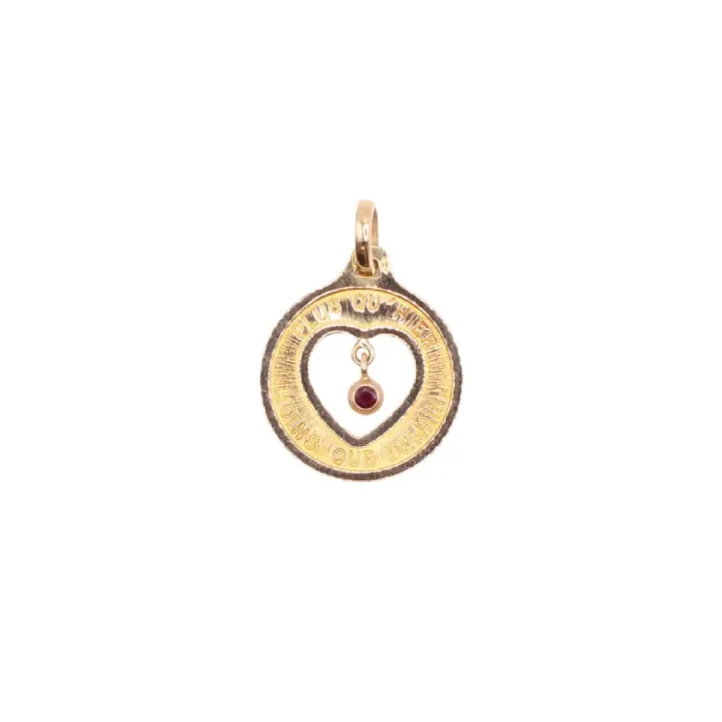 Pendentif Plus Qu'hier Moins Que Demain Rubis et or jaune 18k sold by 58 Facettes