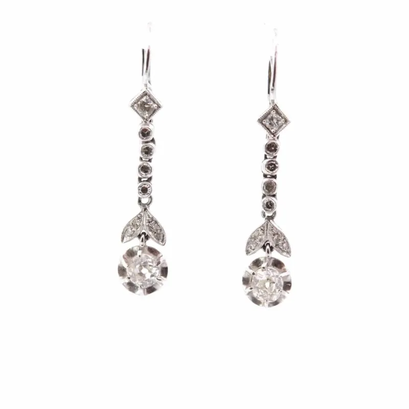 Boucles d'oreilles diamants en platine sold by 58 Facettes