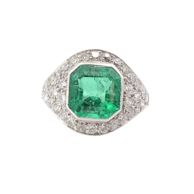 Bague Platine Emeraude Diamants sold by 58 Facettes