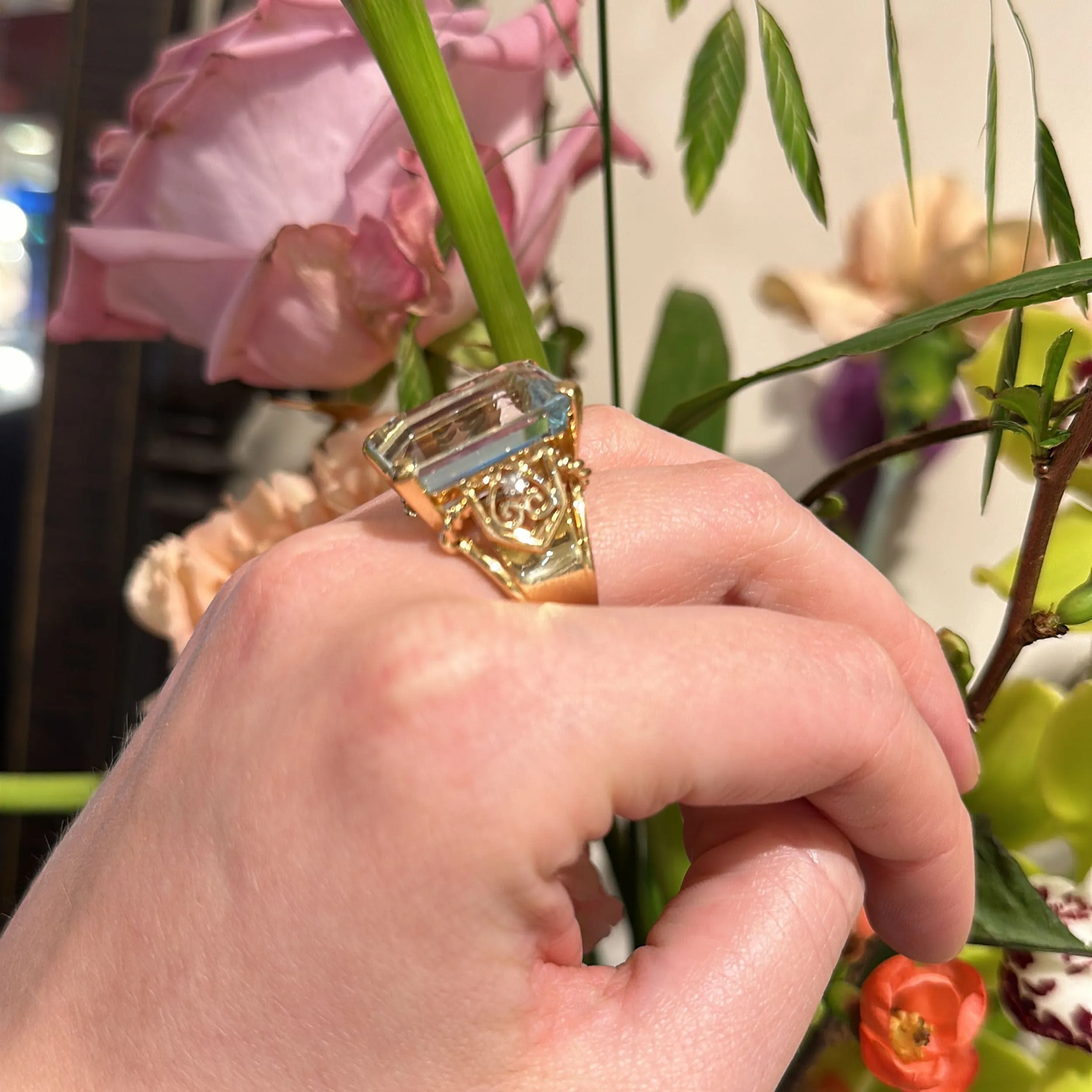 Bague Tank Aigue-Marine Diamant 18 Carats sold by 58 Facettes product image thumbnail 2